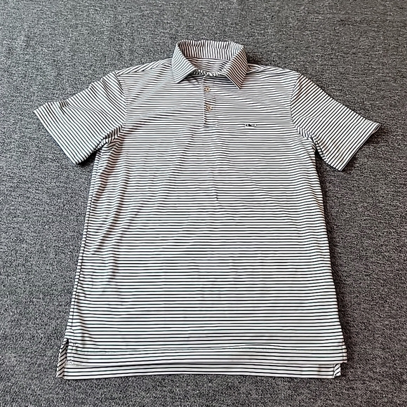 Vineyard Vines On The Go Sankaty Polo Men's XS Green Striped Performance Shirt - Picture 2 of 8